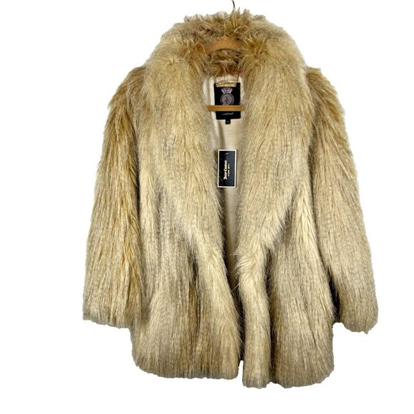 Juicy Couture XS/S Boho Chic Preppy Cozy Wilde Blonde Faux Fur Classic Coat NWT